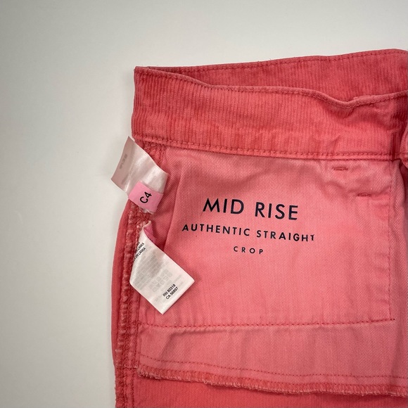 Lucky Brand Mid Rise Authentic Straight Crop Corduroy Jean in Pink, Size 6 - Picture 8 of 10